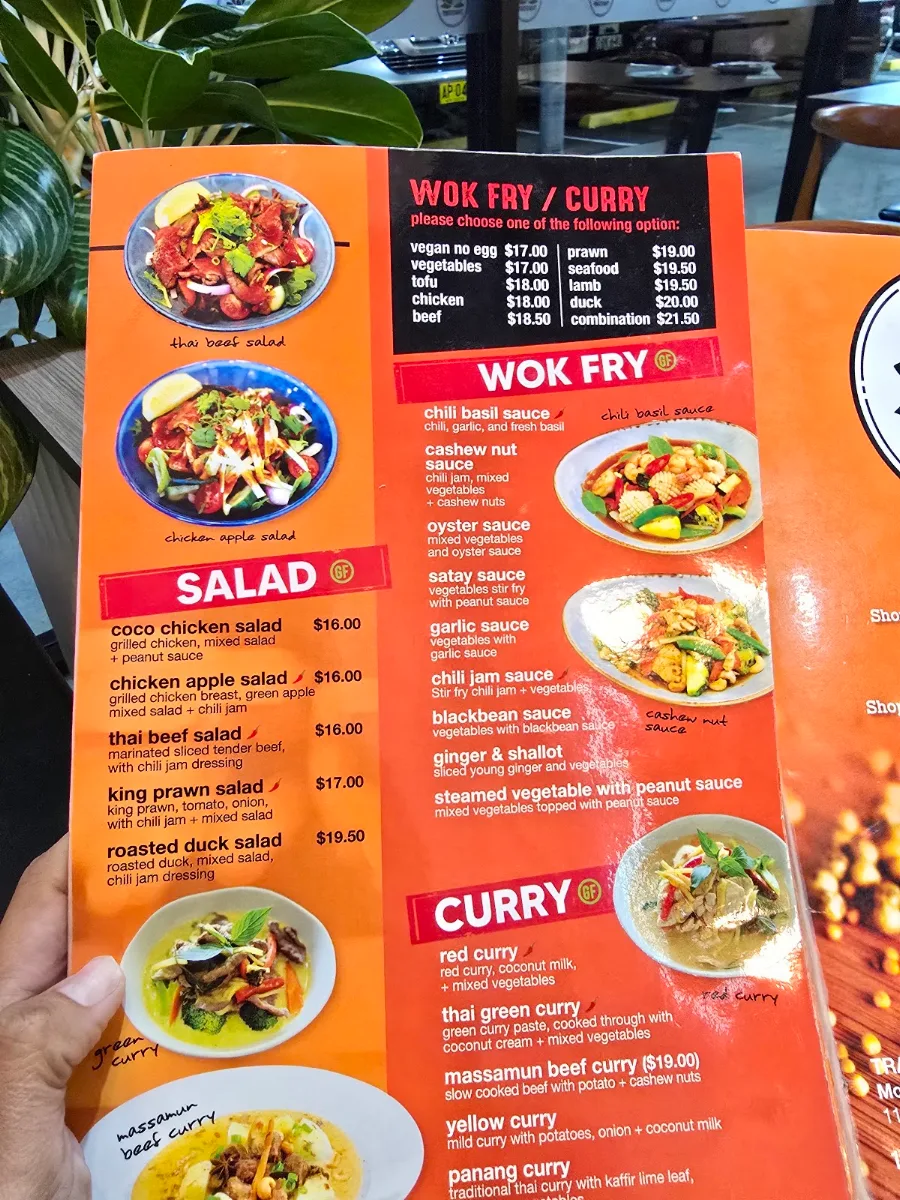 Menu, Thaitory Greystanes
