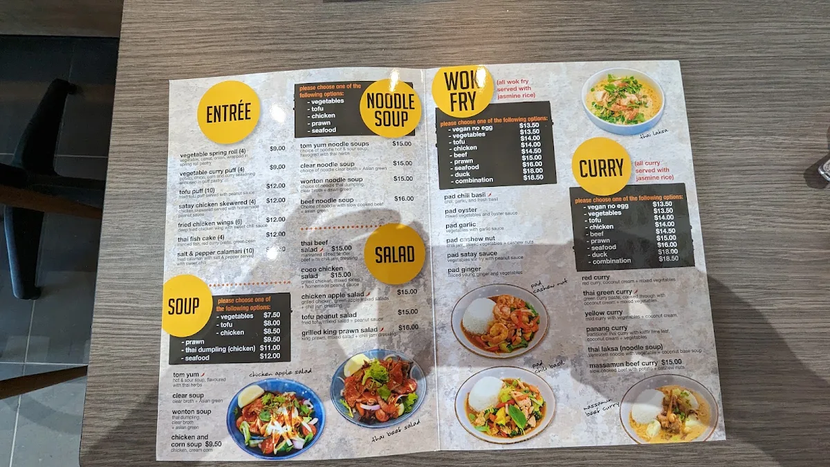 Menu, Thaitory Greystanes