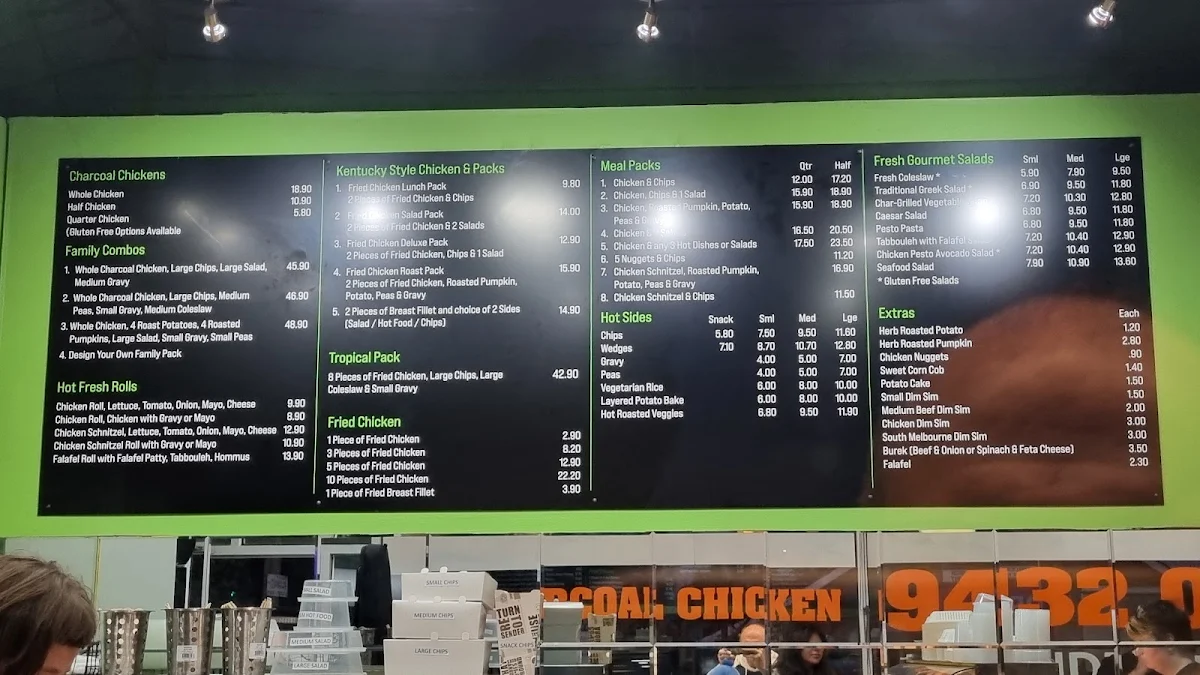 Menu, WATSONIA CHARCOAL CHICKEN