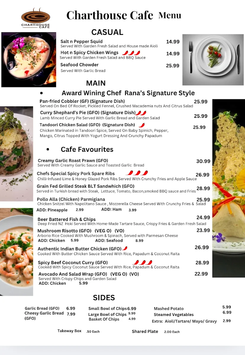 Menu, Charthouse Cafe