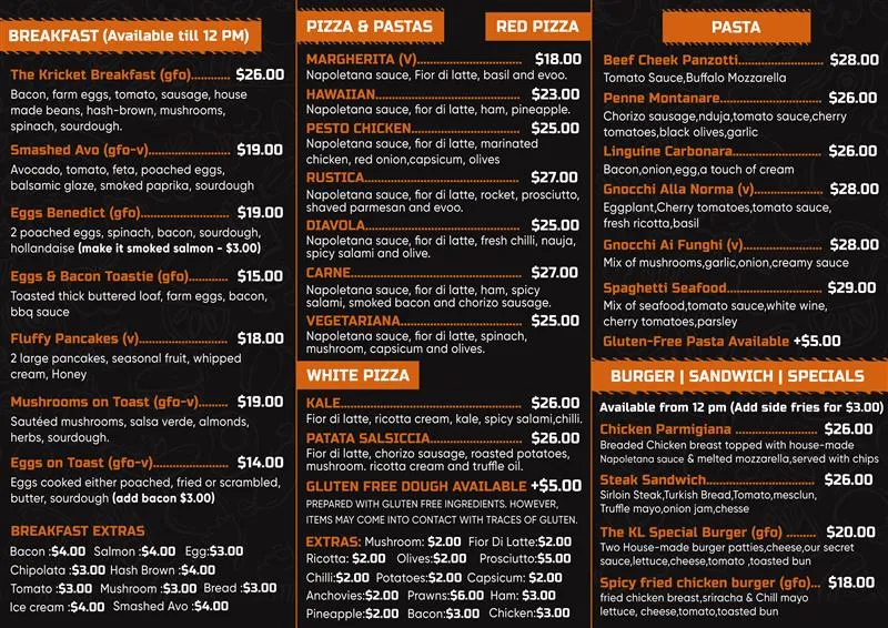 Menu, Kricket Local
