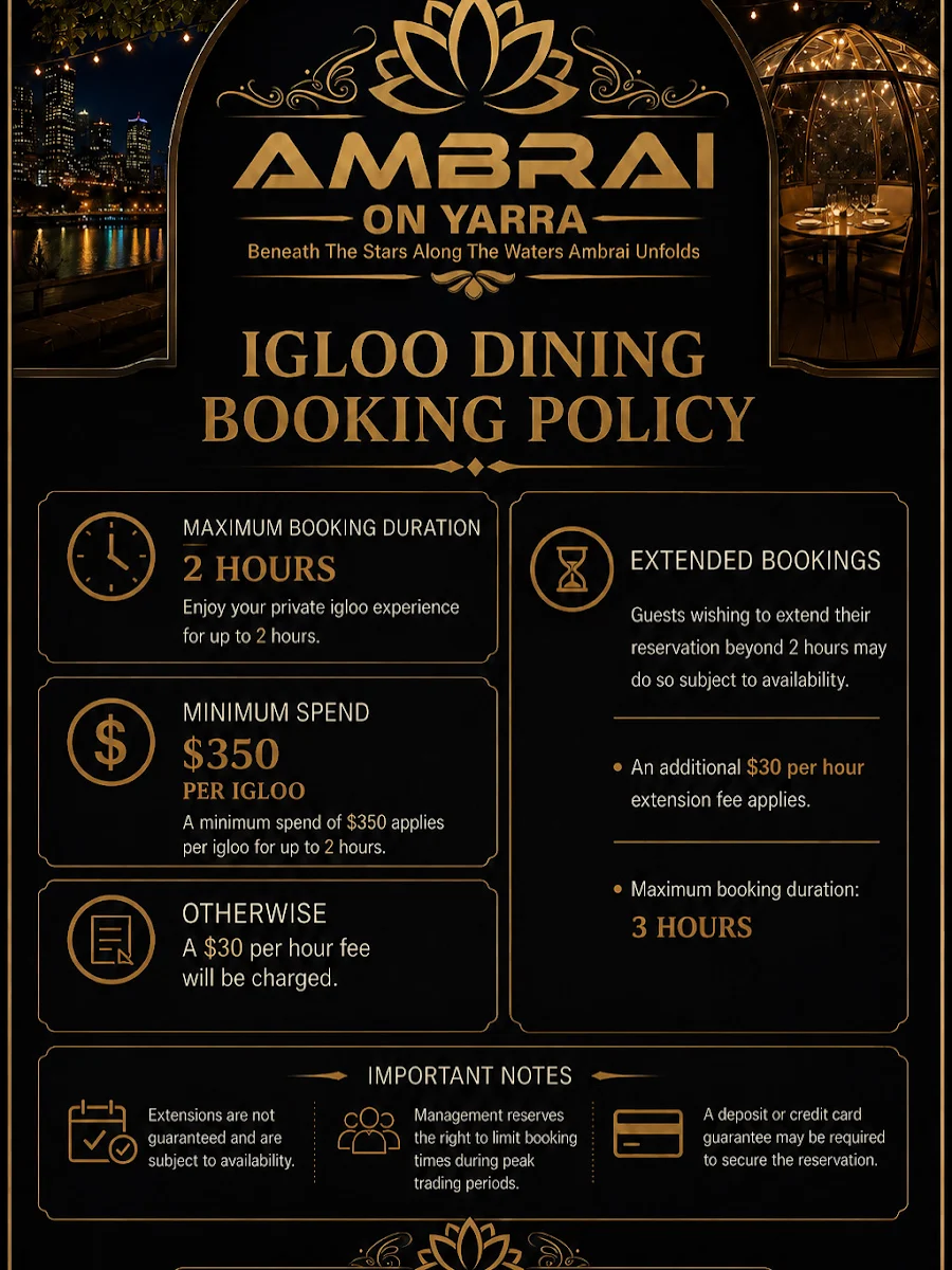 Menu, The Ambrai on Yarra