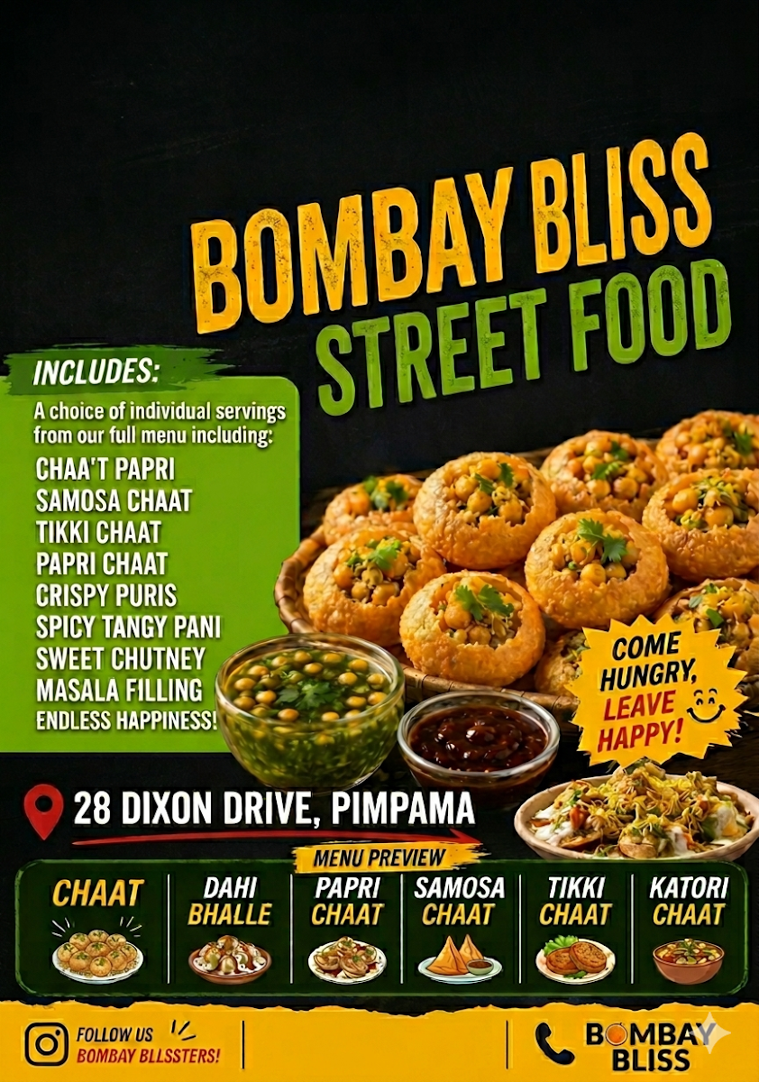 Menu, Bombay Bliss Pimpama (Under New Management)
