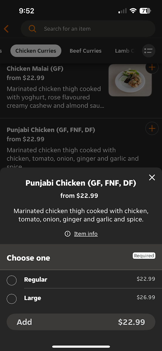 Menu, Bombay Bliss Pimpama (Under New Management)