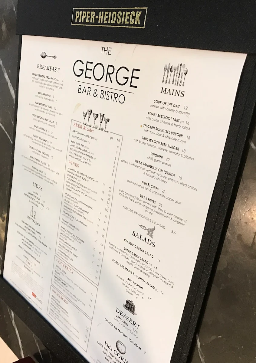 Menu, The George Bar