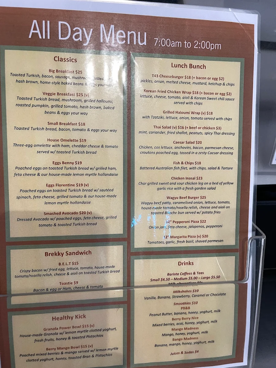 Menu, Table Forty Three