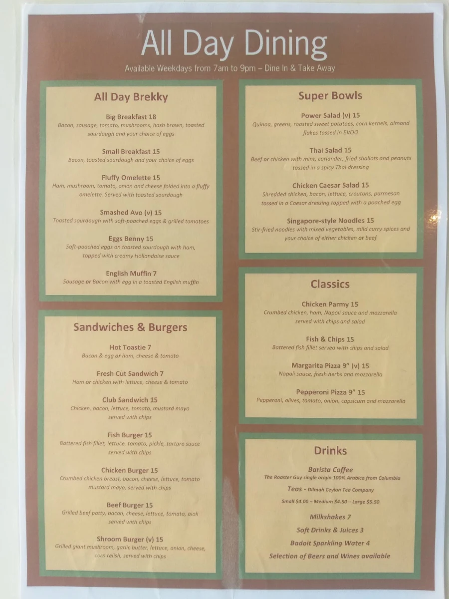 Menu, Table Forty Three