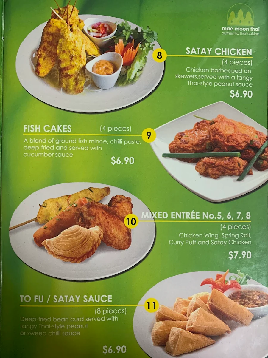 Menu, Mae Moon Thai Restaurant