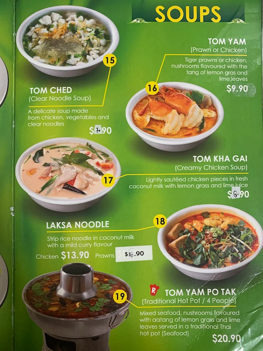 Menu, Mae Moon Thai Restaurant
