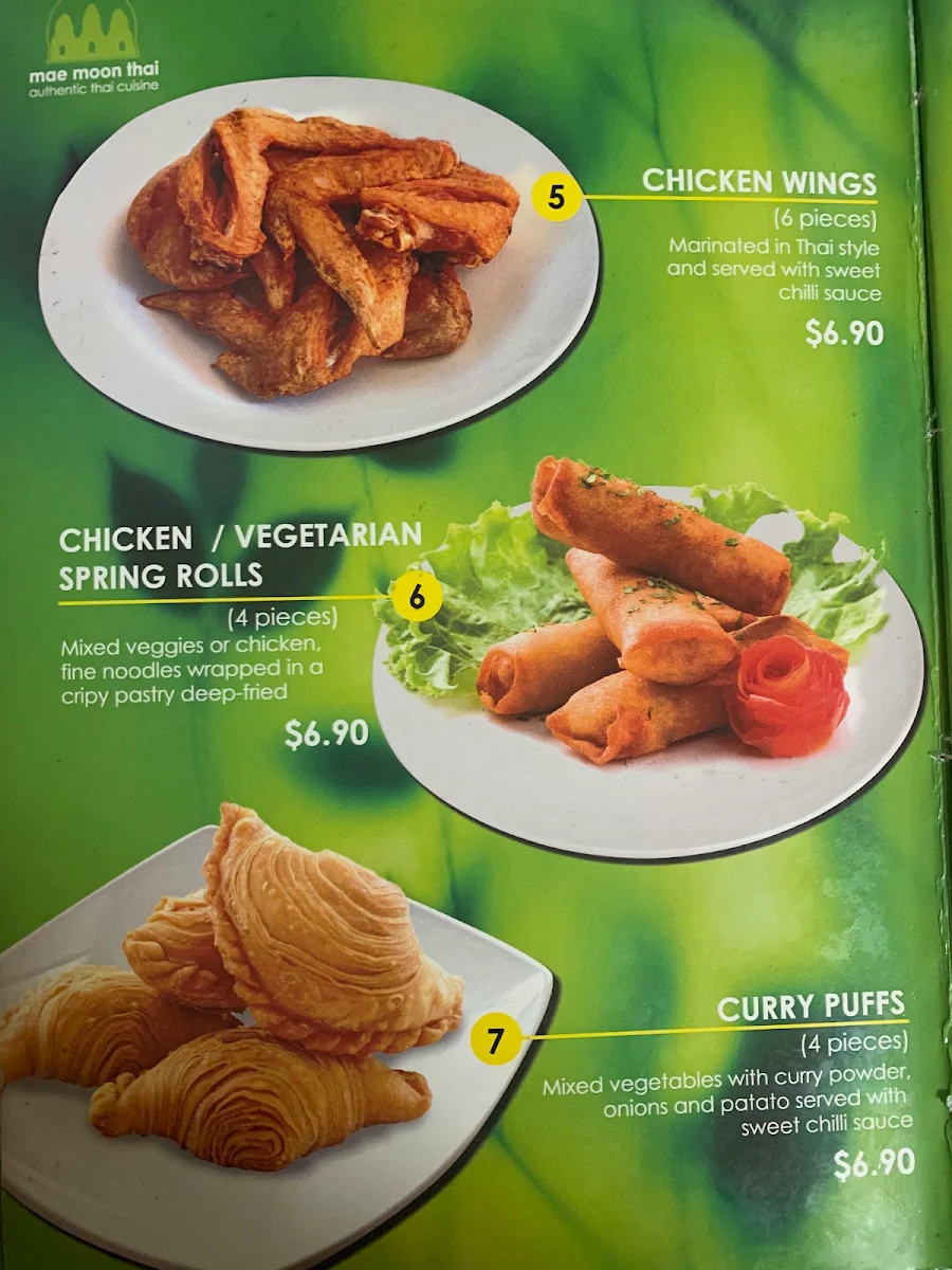 Menu, Mae Moon Thai Restaurant