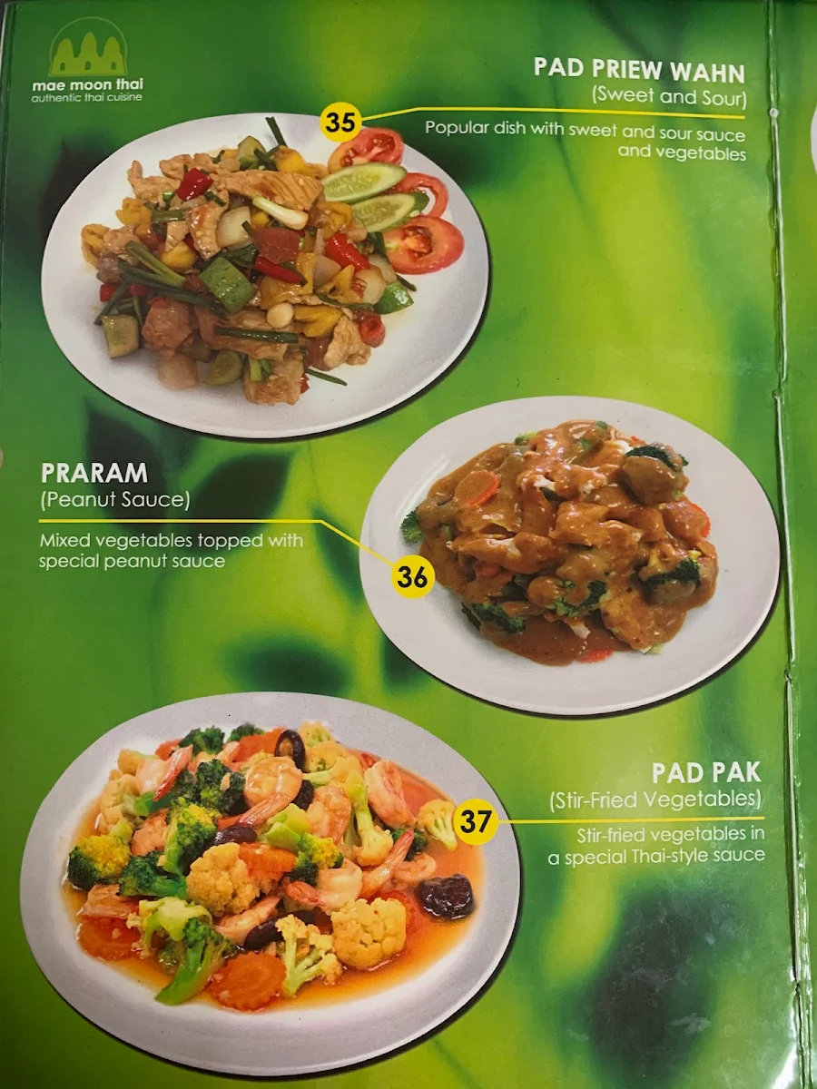 Menu, Mae Moon Thai Restaurant