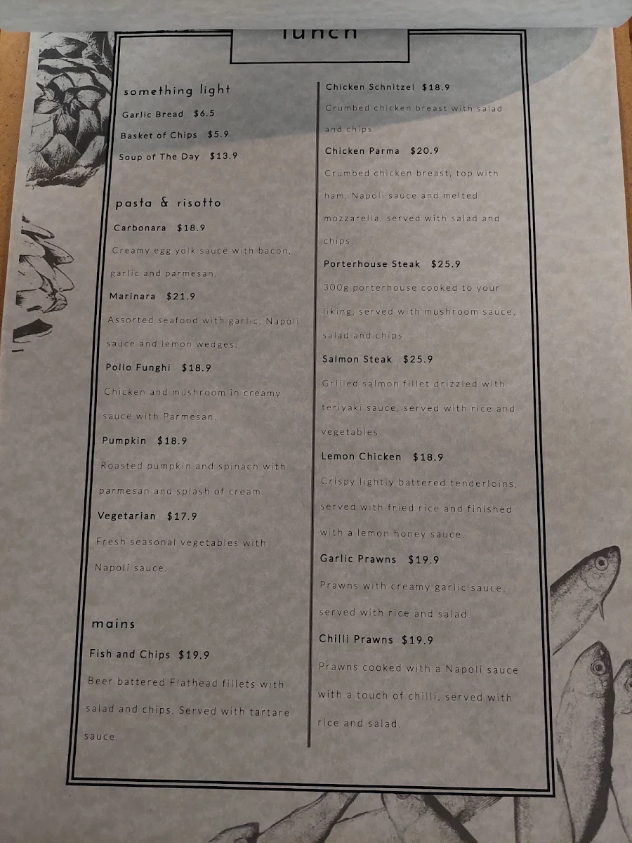 Menu, Artichoke & Whitebait