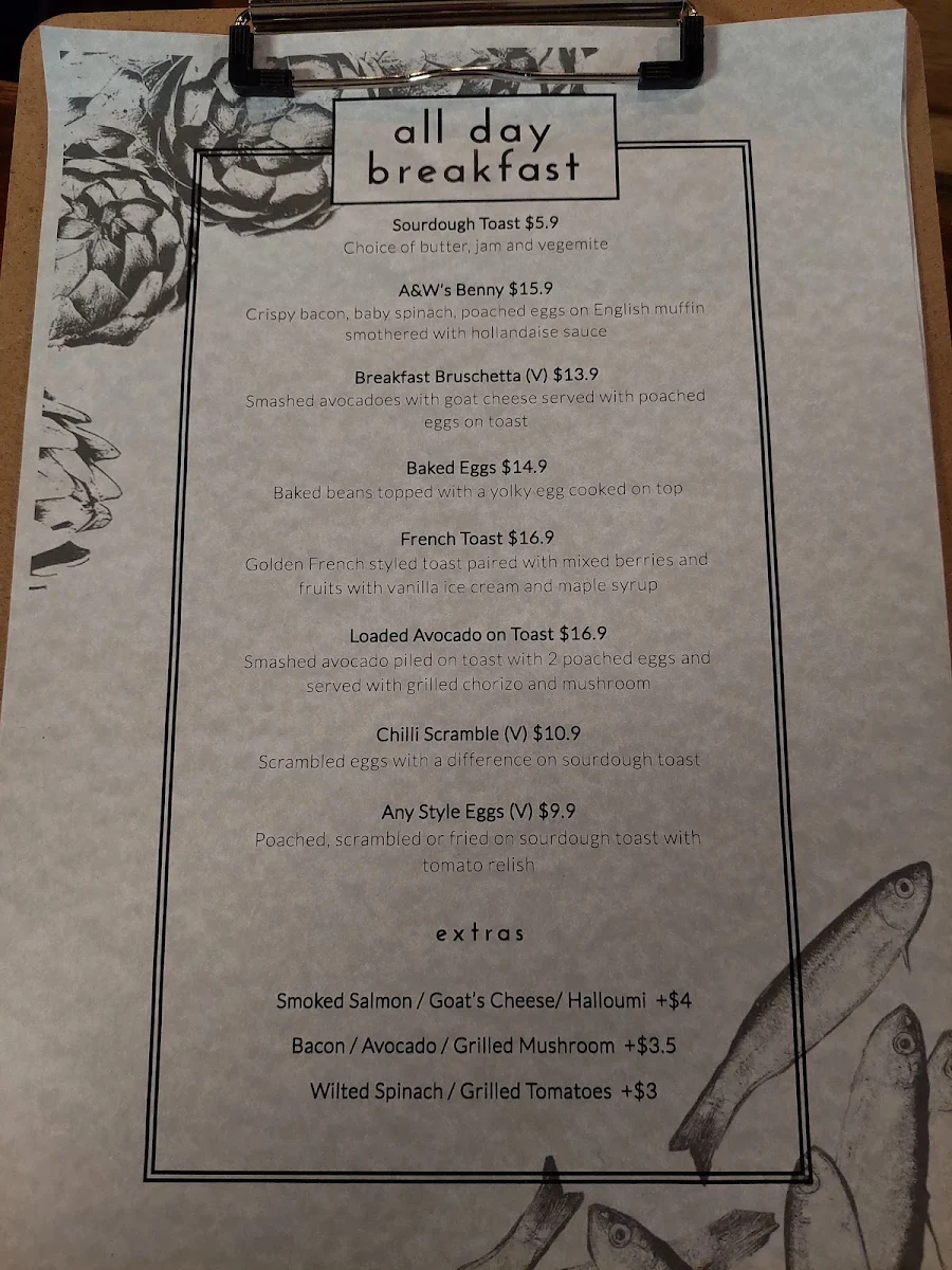 Menu, Artichoke & Whitebait