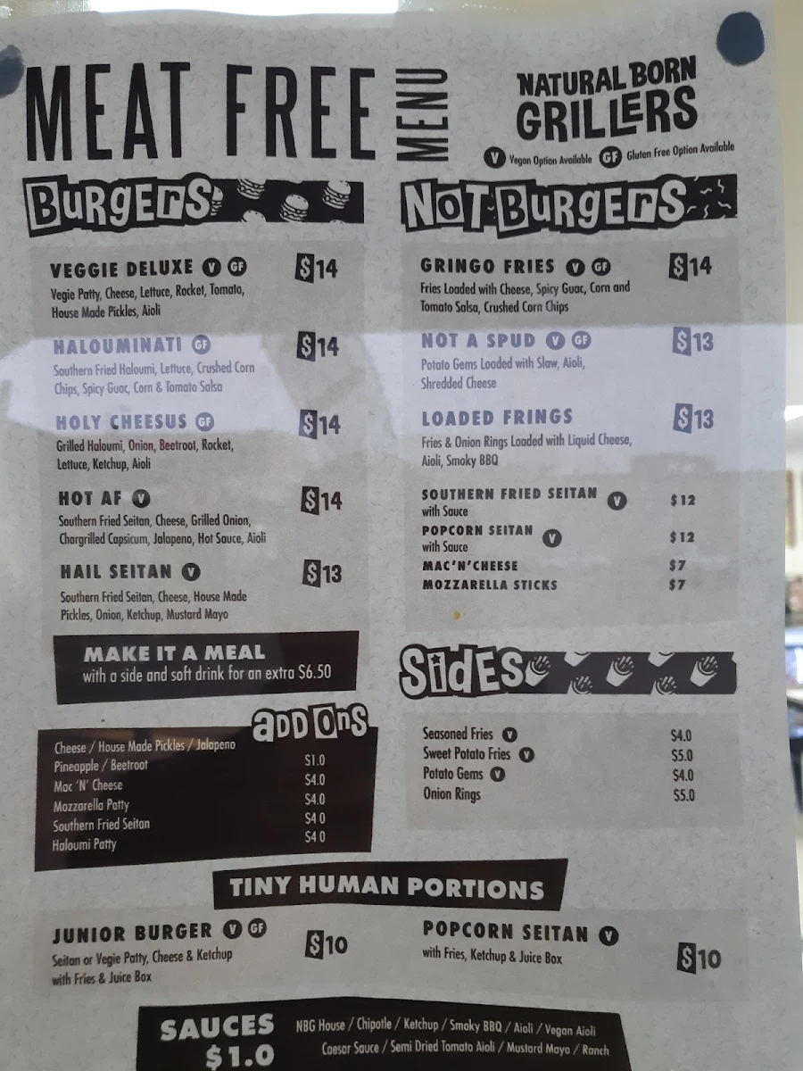Menu, Natural Born Grillers