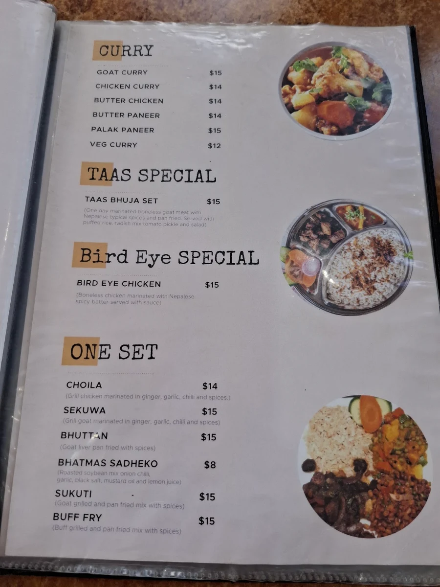Menu, Chitwan Taas and Momo House