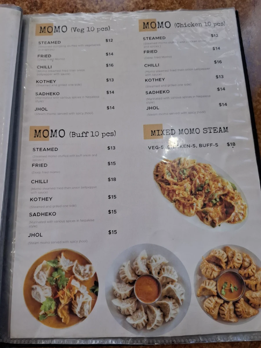Menu, Chitwan Taas and Momo House