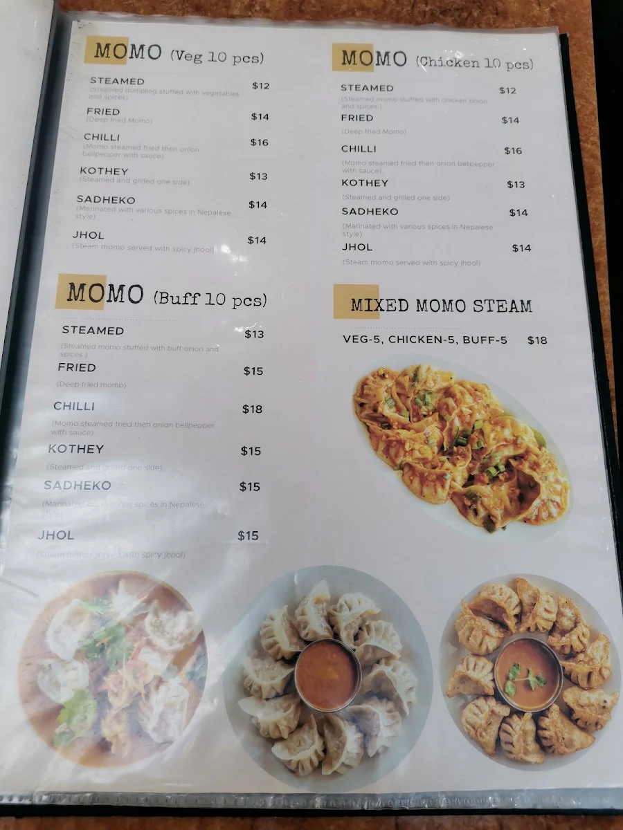 Menu, Chitwan Taas and Momo House