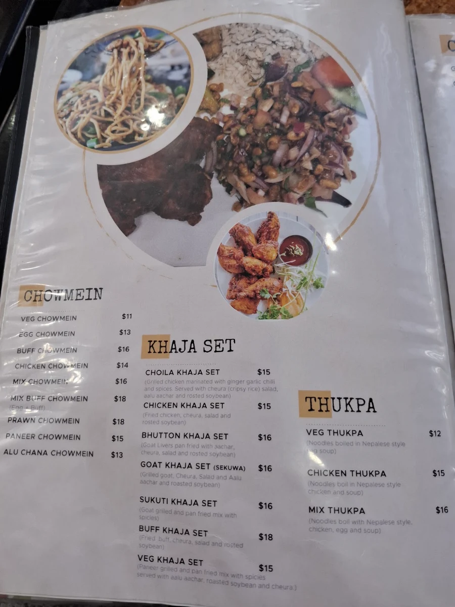 Menu, Chitwan Taas and Momo House