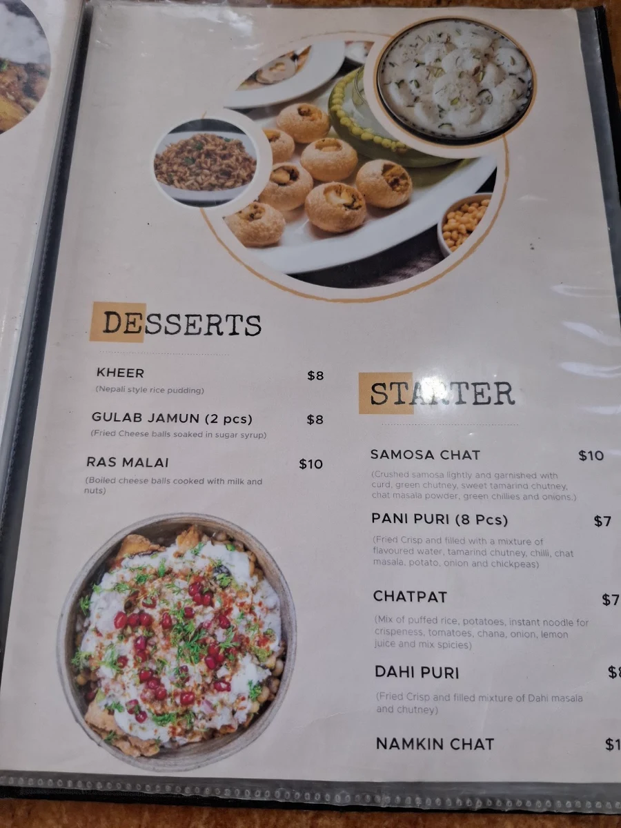 Menu, Chitwan Taas and Momo House
