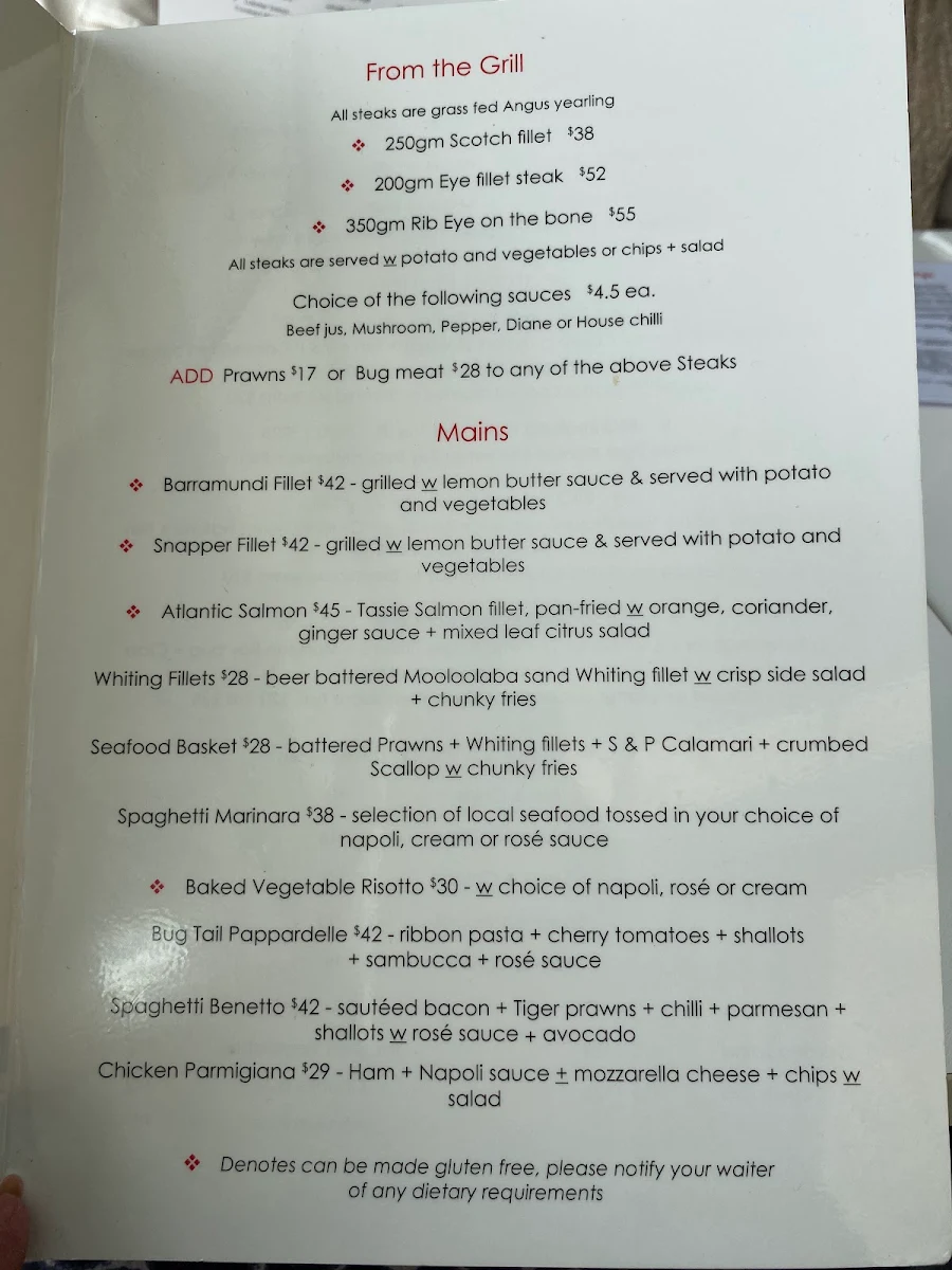 Menu, The Lazy Lobster