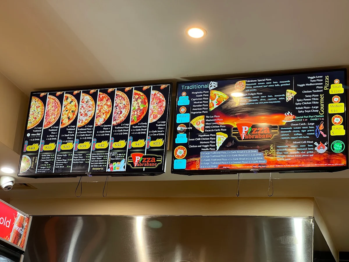 Menu, Pizza Tabrabane - Melton South