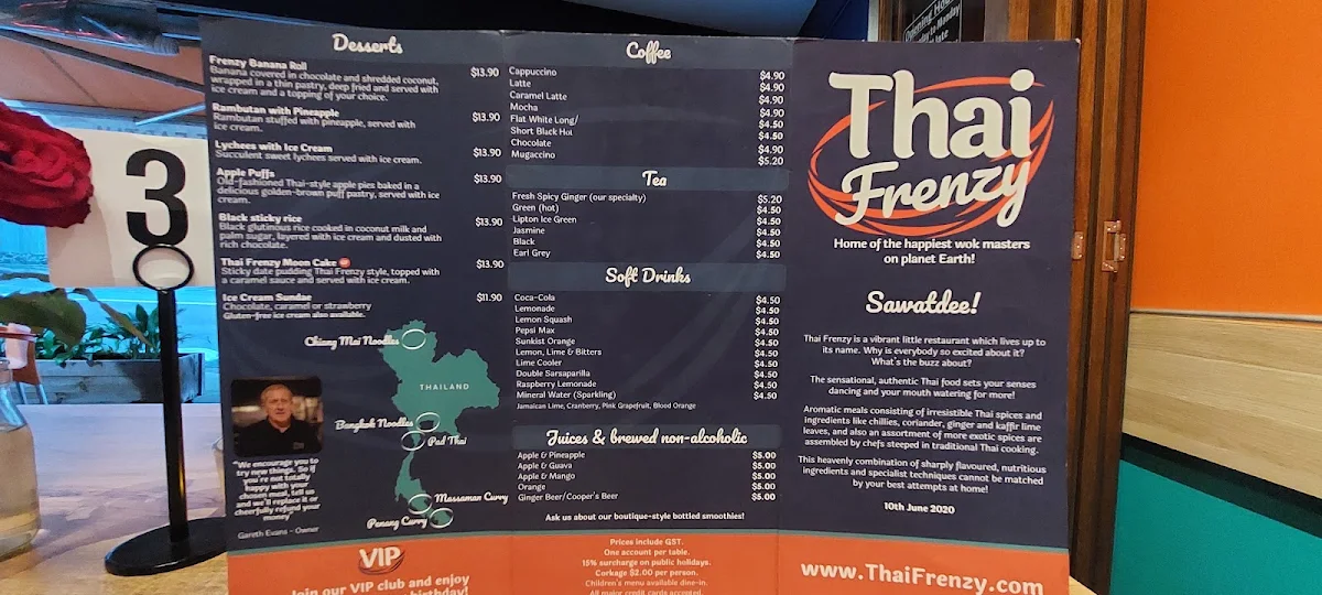 Menu, Thai Frenzy on Buderim
