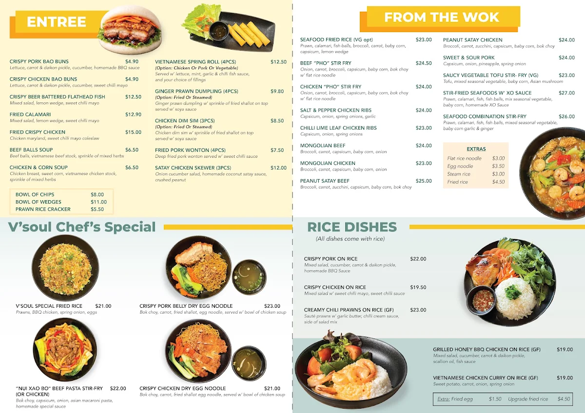 Menu, V'soul Viet Kitchen