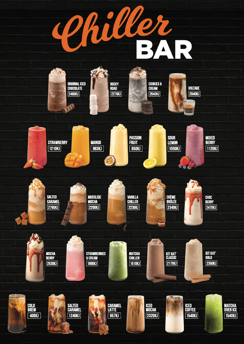 Menu, Gloria Jean's Glenelg