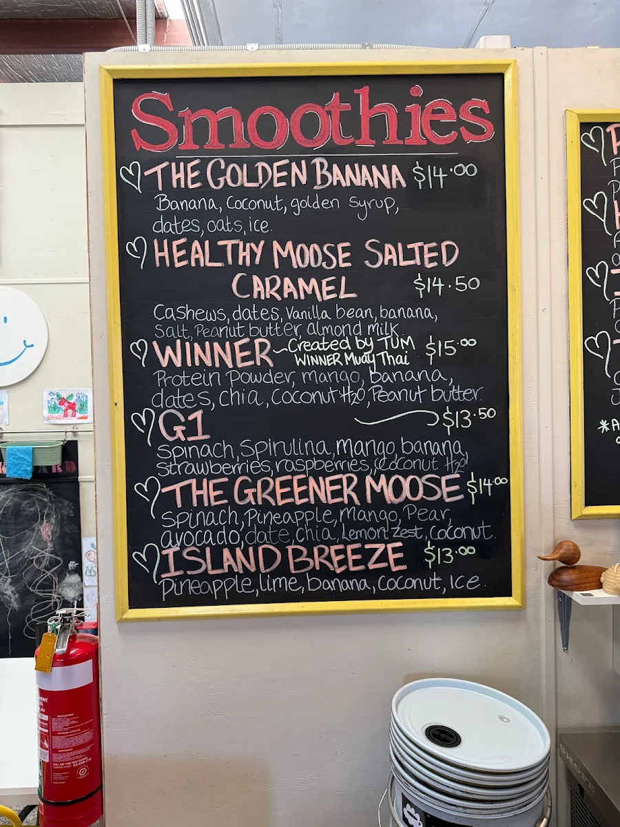 Menu, Miss Moose Cafe