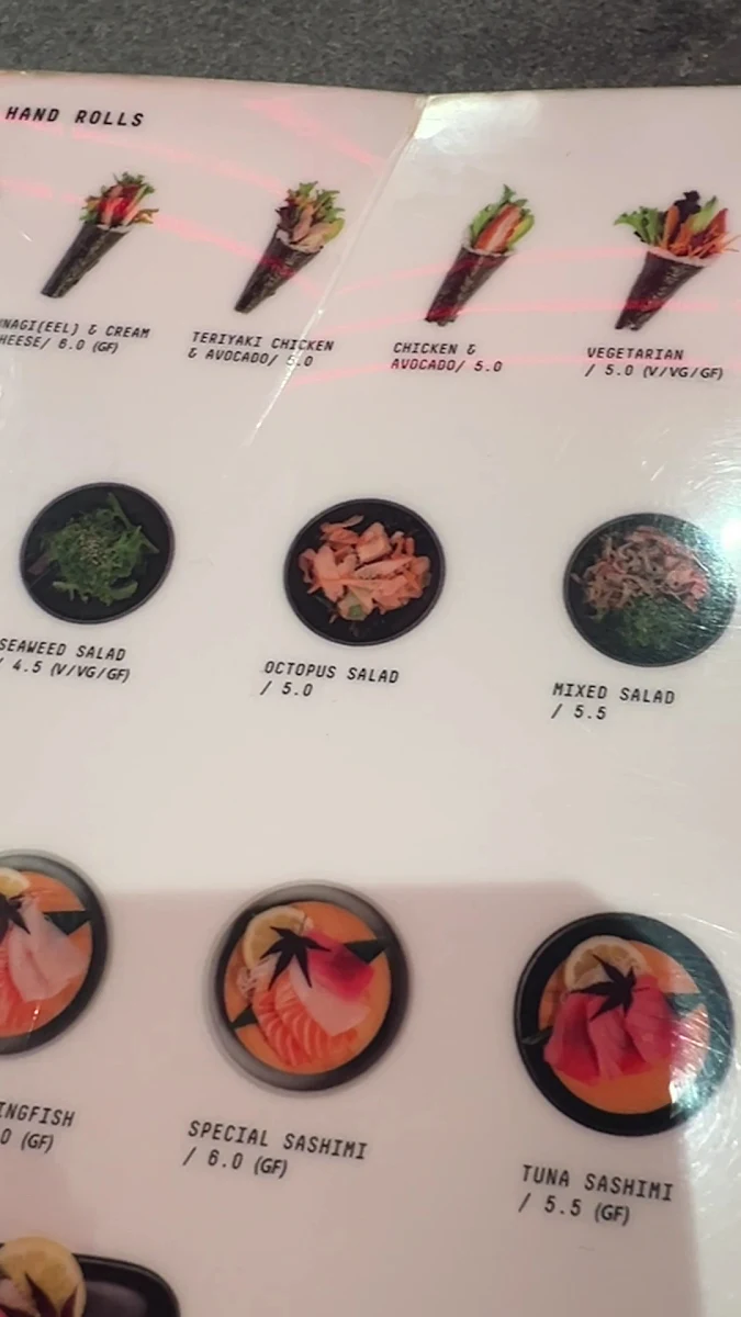 Menu, Kintaro Sushi