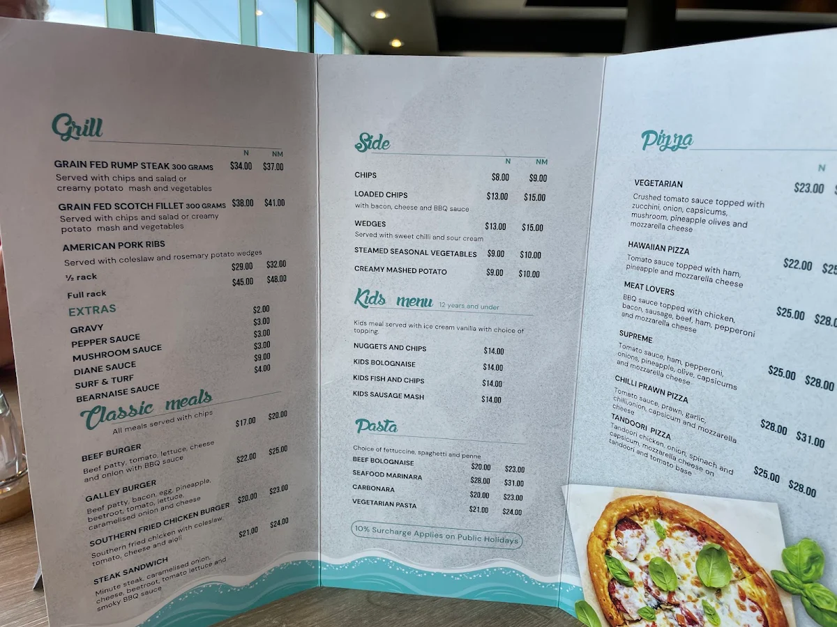 Menu, The Galley Brasserie