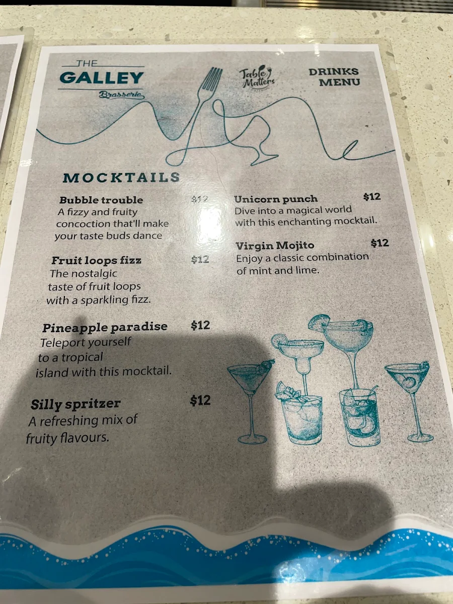 Menu, The Galley Brasserie