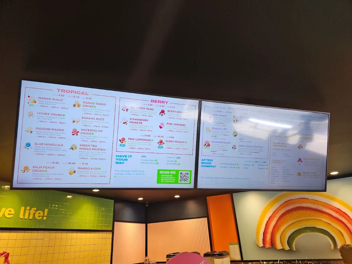 Menu, Boost Juice Como