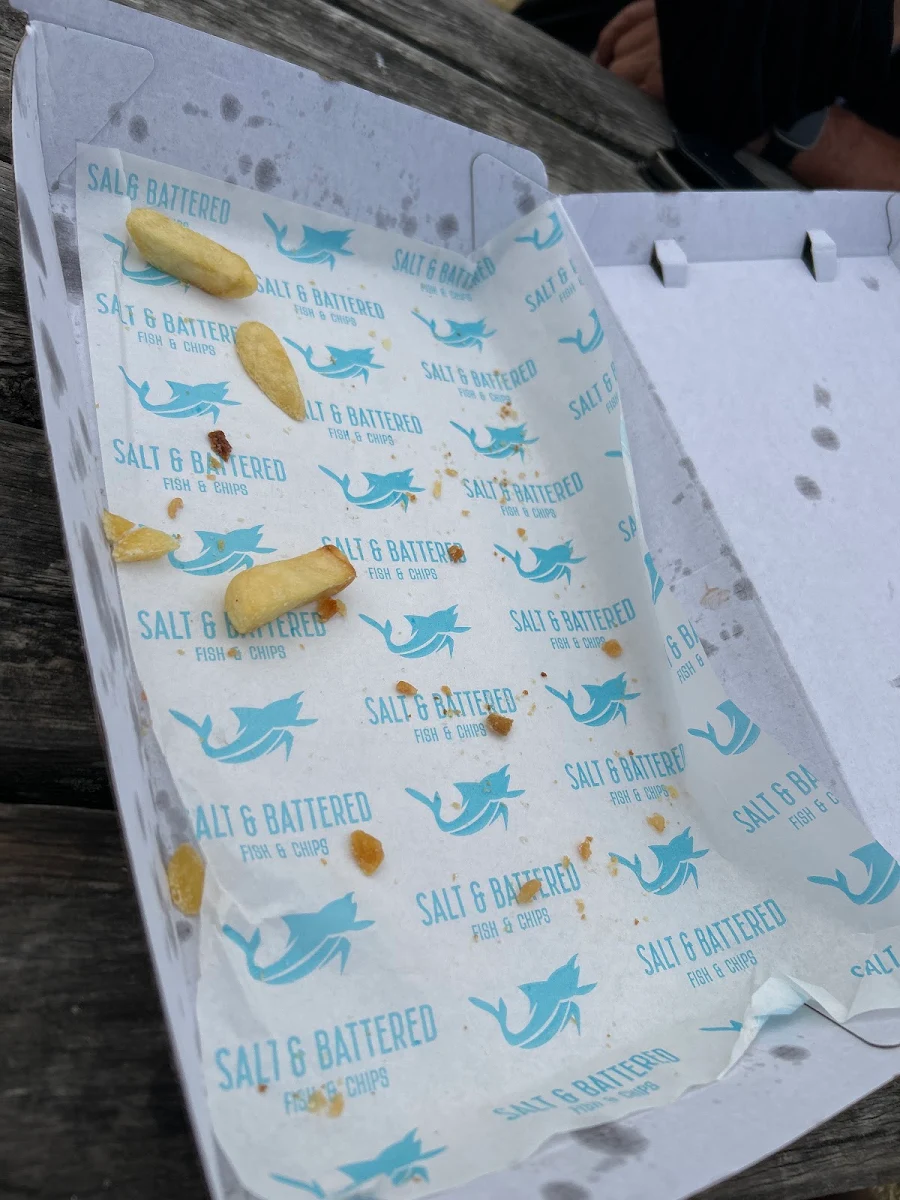 Menu, Salt & Battered Fish & Chips