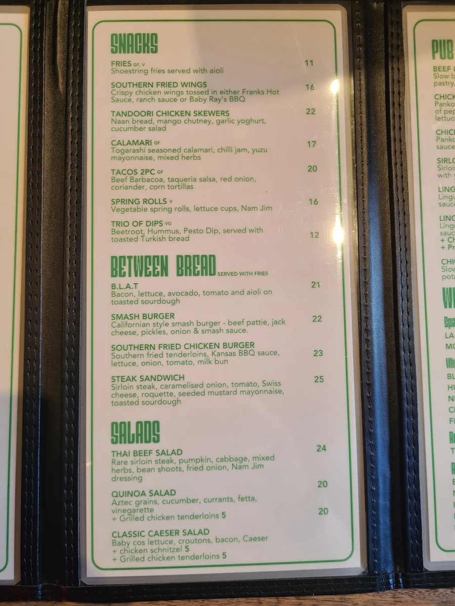 Menu, Dolly's All Day Venue