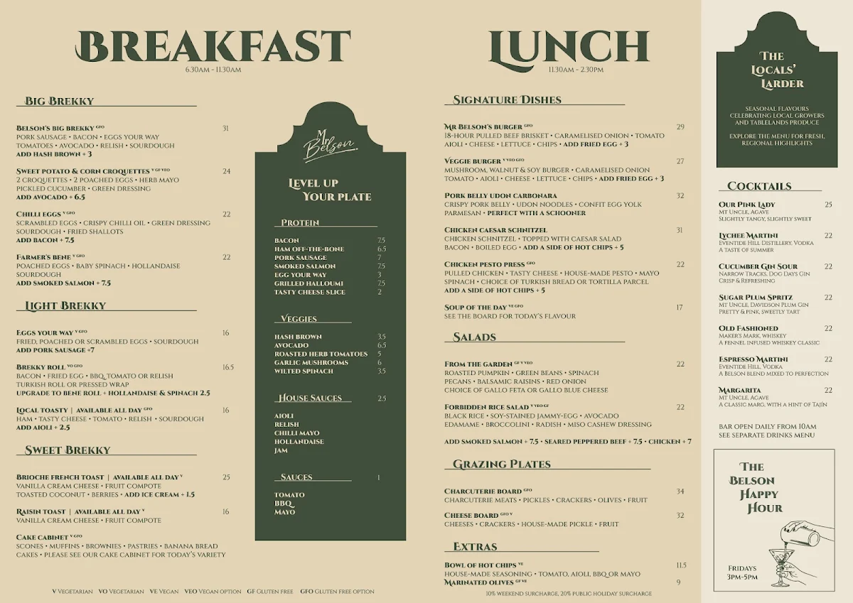 Menu, Mr Belson