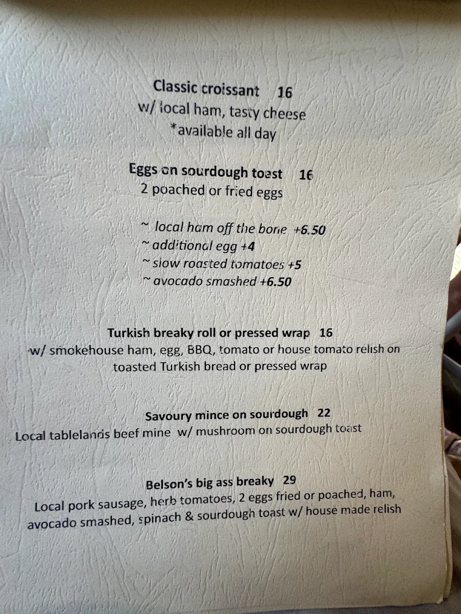 Menu, Mr Belson