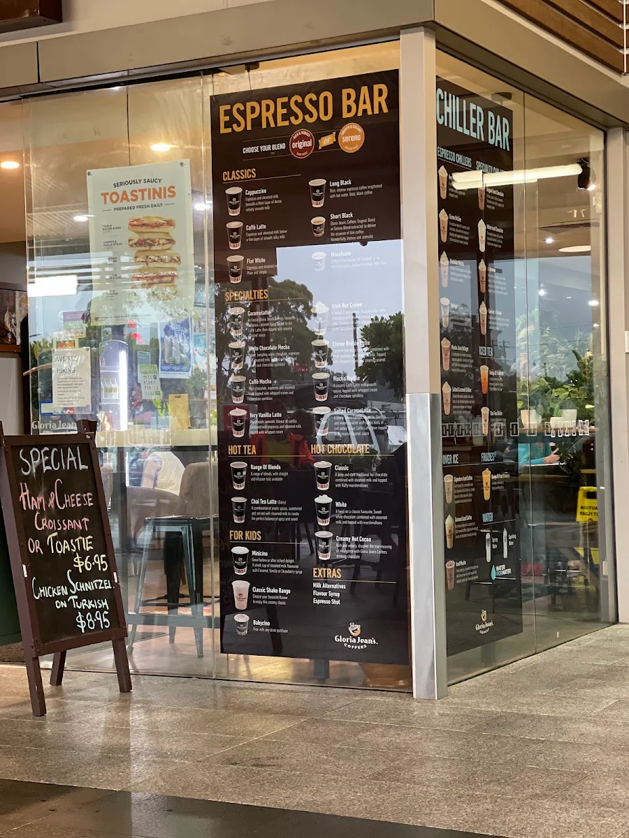 Menu, Gloria Jean's Waratah Village