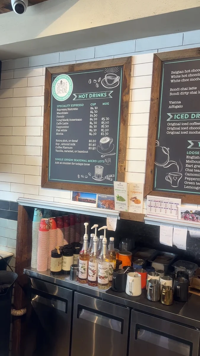 Menu, Simple Simons Gelato Coffee House Cafe
