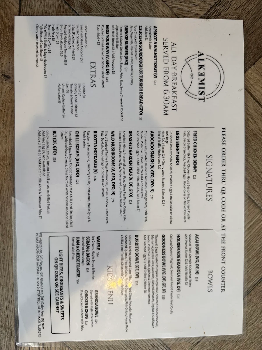Menu, Alkemist