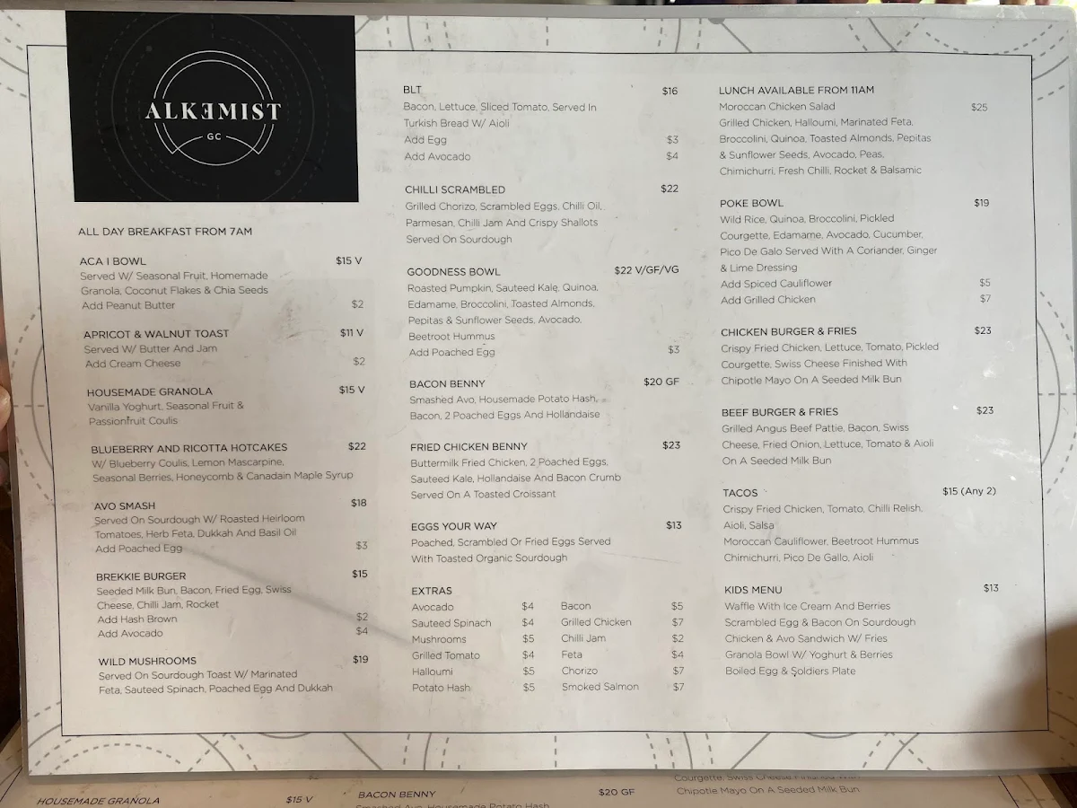 Menu, Alkemist