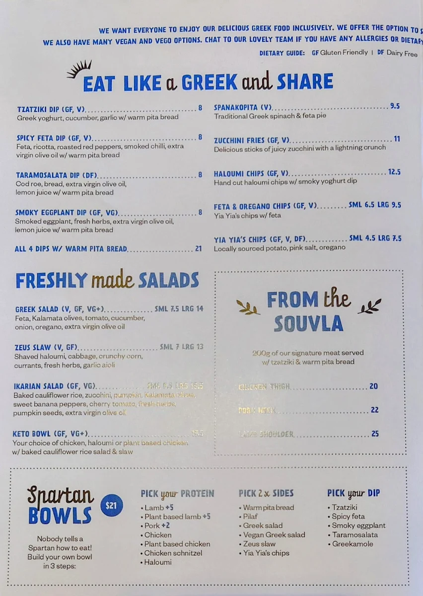 Menu, Zeus Street Greek Gladesville