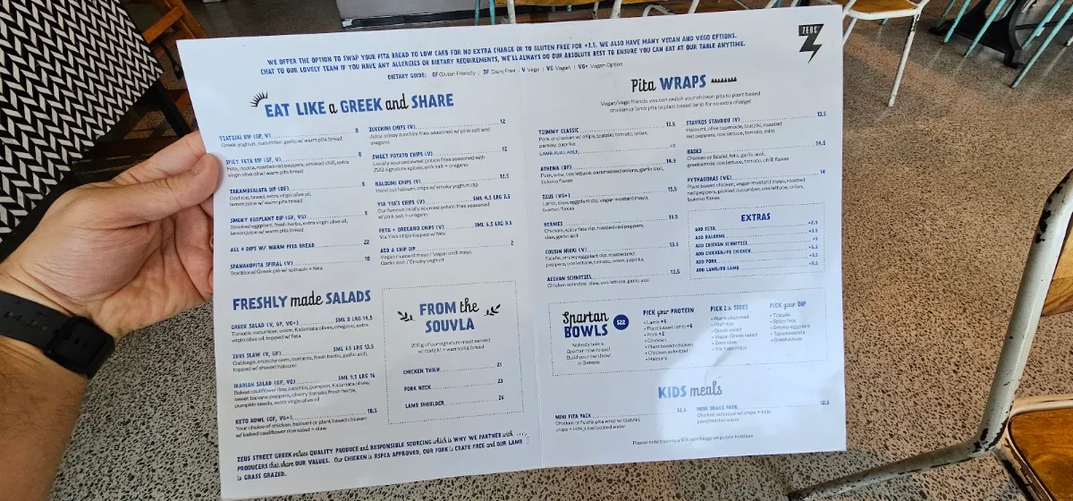 Menu, Zeus Street Greek Gladesville