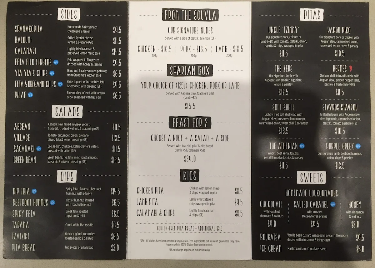 Menu, Zeus Street Greek Gladesville