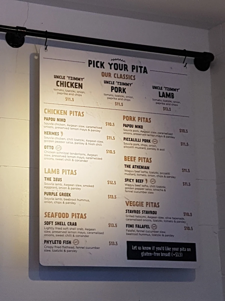 Menu, Zeus Street Greek Gladesville