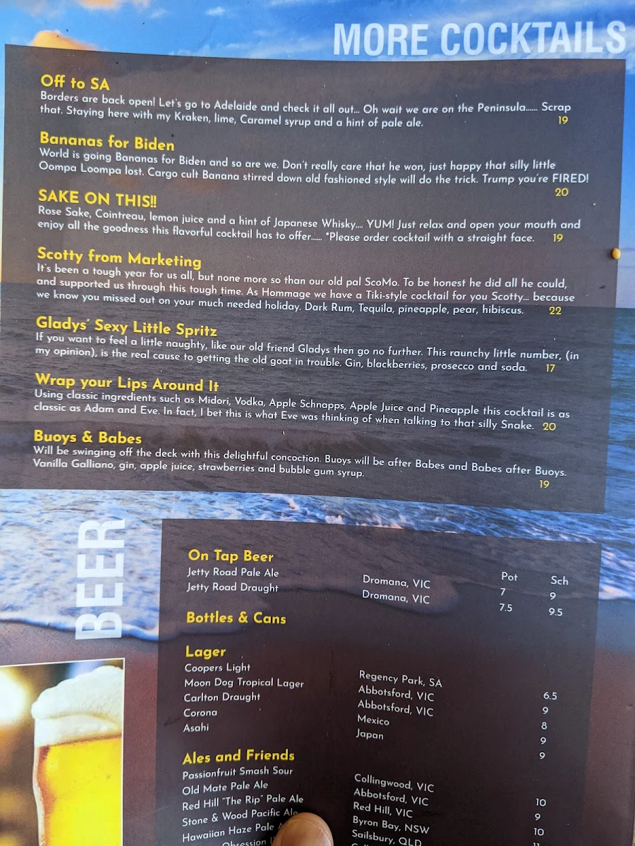 Menu, Two Buoys