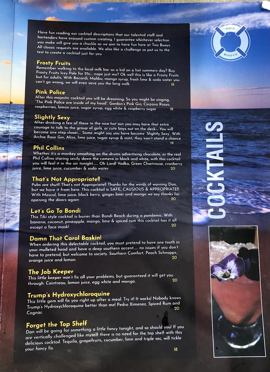 Menu, Two Buoys