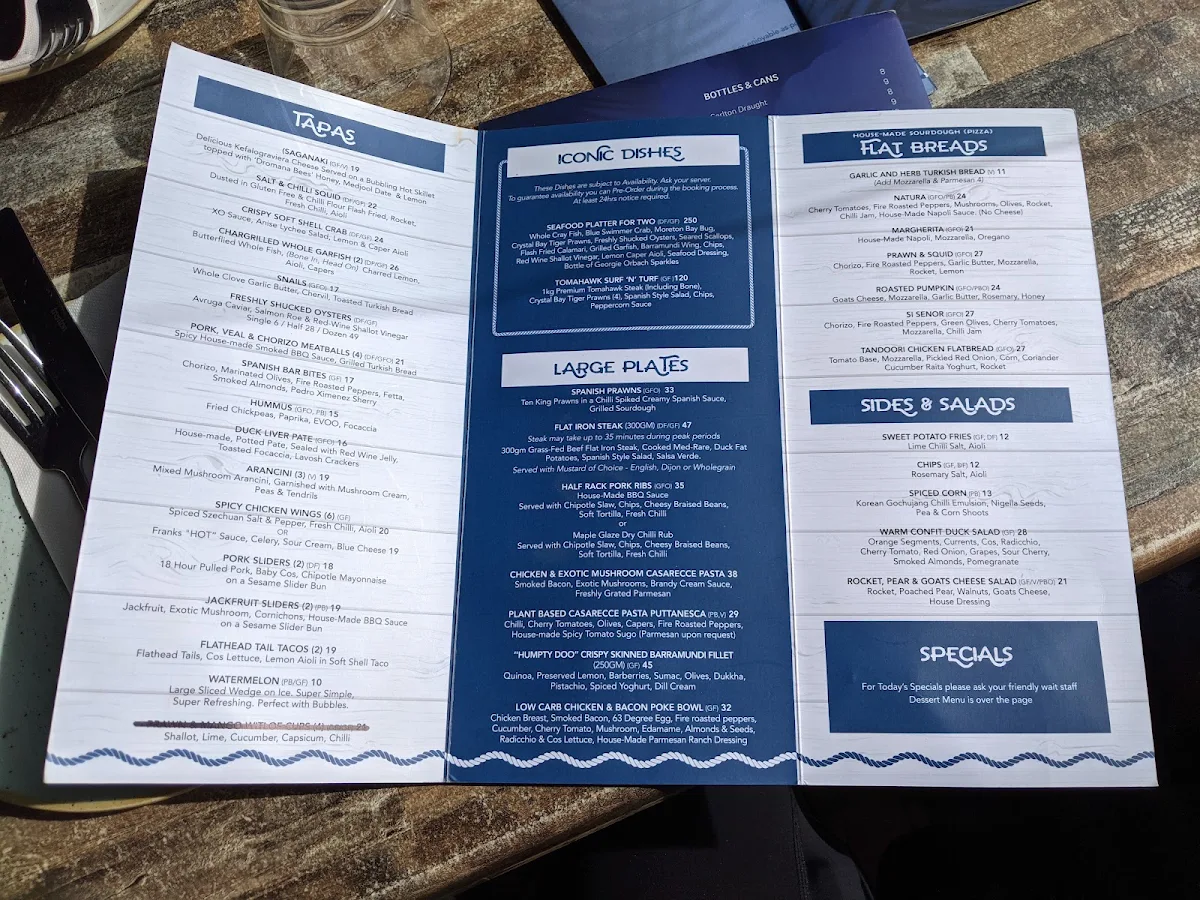 Menu, Two Buoys