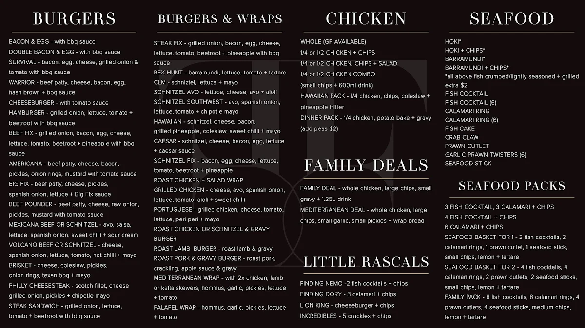 Menu, FOOD FIX on Lakedge ARTISAN Takeaway