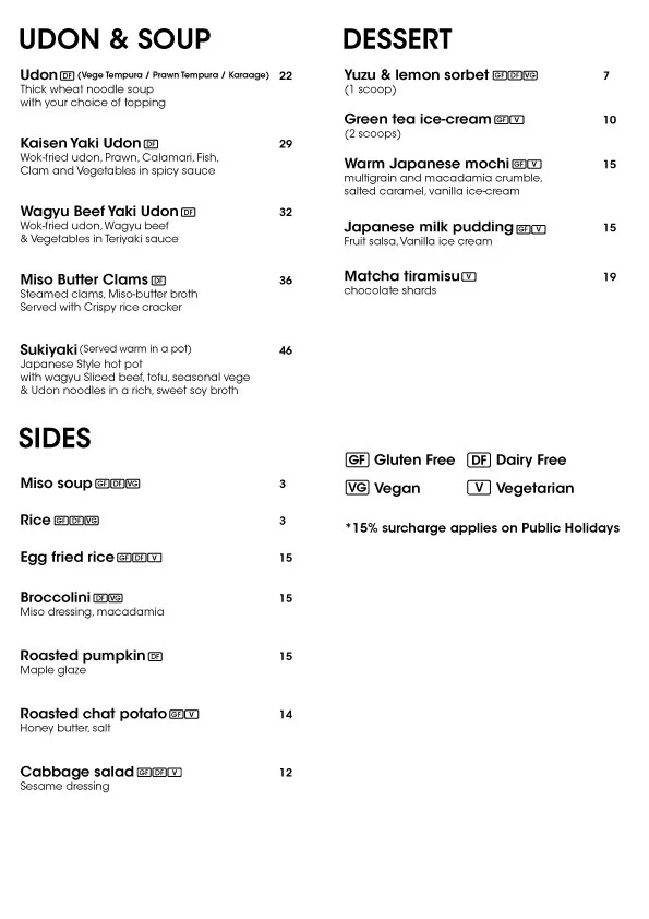 Menu, Kushi Yakitori Bar & Japanese Restaurant
